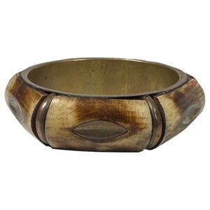 Vintage Brass Copper Bone Chunky Structured Bangle Bracelet